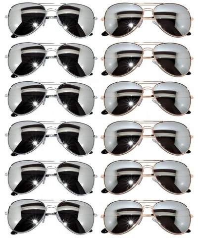 12 Pack Bulk Aviator Sunglasses Metal Gold, Silver, Black Frame for Men Women Party Glasses Silver Mirror, Gold Mirror $19.69...