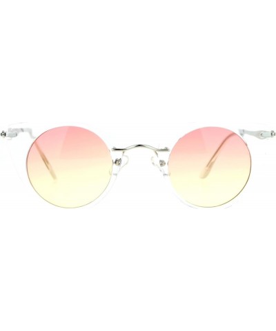 Womens Fashion Sunglasses Round Cateye Clear Frame Ombre Gradient Lens Clear red yellow $8.45 Cat Eye