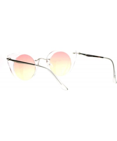 Womens Fashion Sunglasses Round Cateye Clear Frame Ombre Gradient Lens Clear red yellow $8.45 Cat Eye