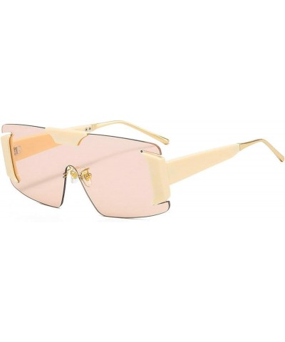 Square Rimless Sunglasses Women Big Frame Men Outdoor Windproof Sun Glasses Champagne $10.90 Rimless