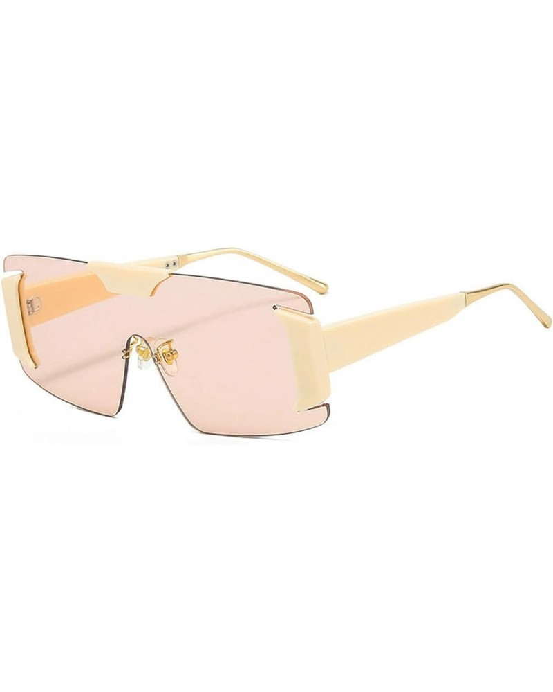 Square Rimless Sunglasses Women Big Frame Men Outdoor Windproof Sun Glasses Champagne $10.90 Rimless