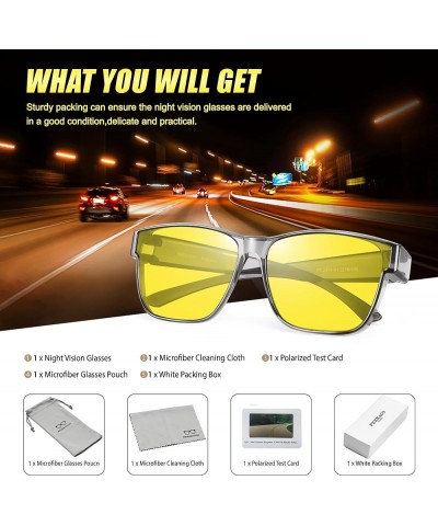 Night Vision Driving Glasses Fit Over Glasses, Wrap Around Nighttime Glasses Anti Glare Polarized C2 Transparent Grey Frame/N...