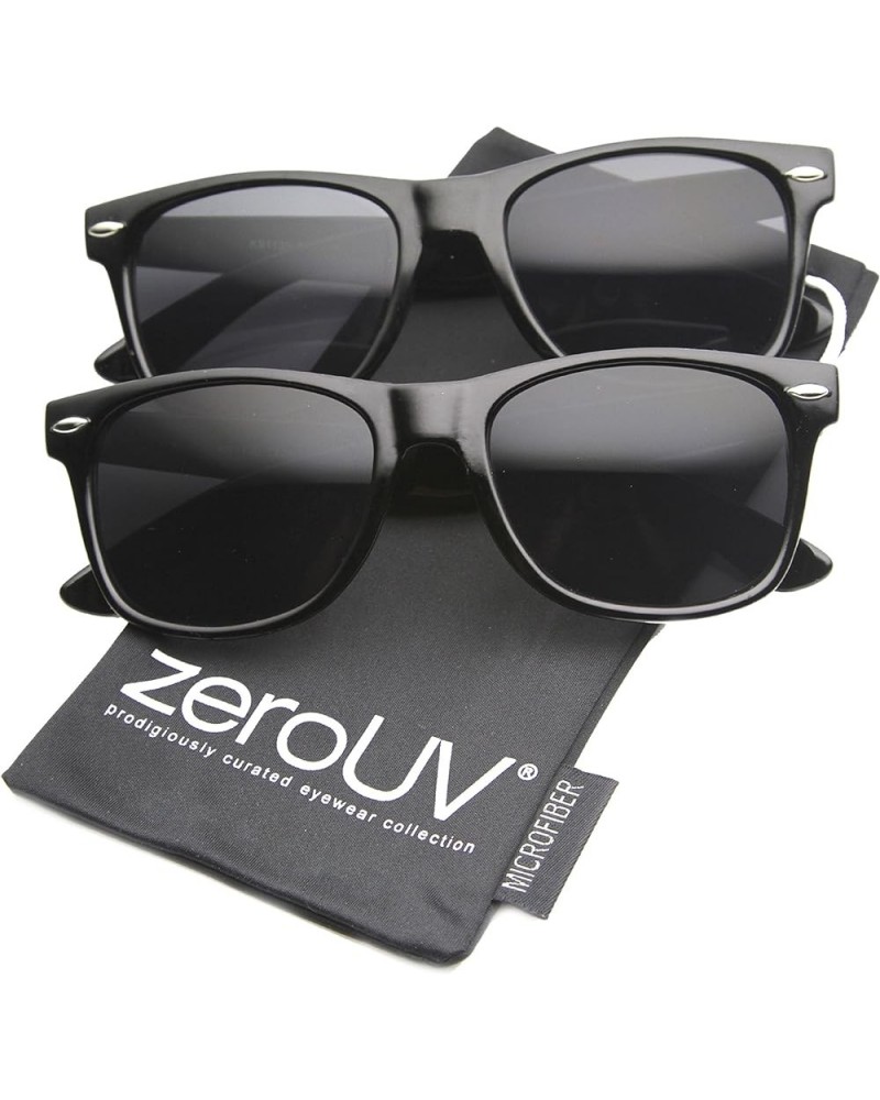 Retro Wide Arm Neutral Colored Lens Horn Rimmed Sunglasses 55mm 2-pack Smoke Lens (Black) $9.85 Wayfarer