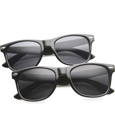 Retro Wide Arm Neutral Colored Lens Horn Rimmed Sunglasses 55mm 2-pack Smoke Lens (Black) $9.85 Wayfarer