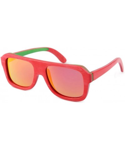 Anciere - Men's Wood Polarized Square Sunglass Red $30.77 Square