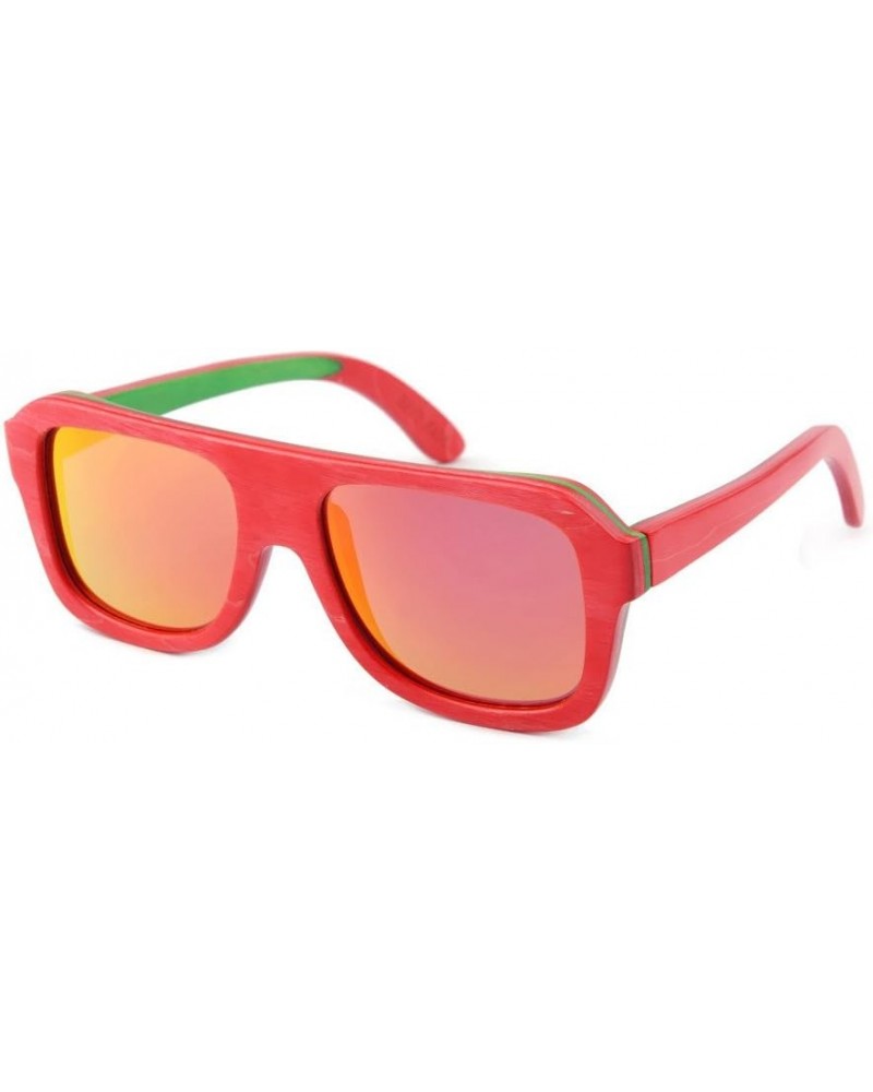 Anciere - Men's Wood Polarized Square Sunglass Red $30.77 Square