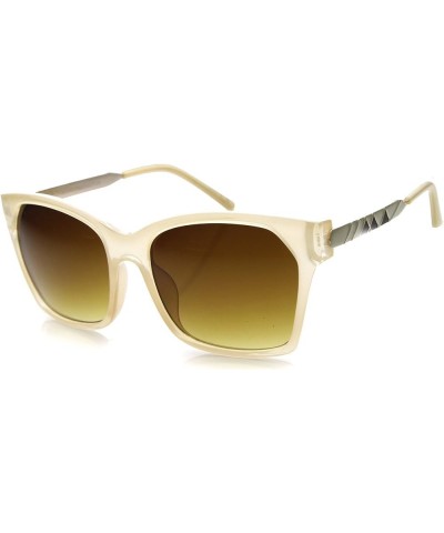 Womens Square Sunglasses With UV400 Protected Gradient Lens Crème-gold / Amber $9.85 Designer