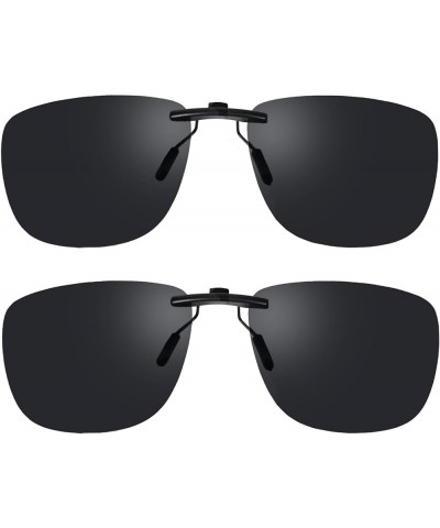 Clip On Sunglasses Polarized Clip On Sunglasses Over Prescription Glasses Non-Flip Up 2 Pairs Black 59*42 MM $7.94 Oval