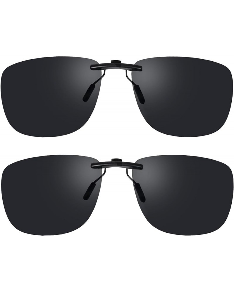 Clip On Sunglasses Polarized Clip On Sunglasses Over Prescription Glasses Non-Flip Up 2 Pairs Black 59*42 MM $7.94 Oval