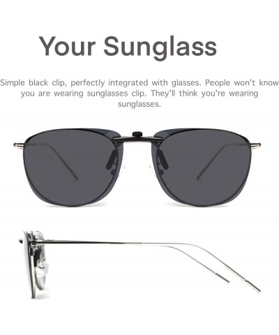 Clip On Sunglasses Polarized Clip On Sunglasses Over Prescription Glasses Non-Flip Up 2 Pairs Black 59*42 MM $7.94 Oval