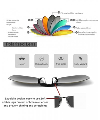 Clip On Sunglasses Polarized Clip On Sunglasses Over Prescription Glasses Non-Flip Up 2 Pairs Black 59*42 MM $7.94 Oval