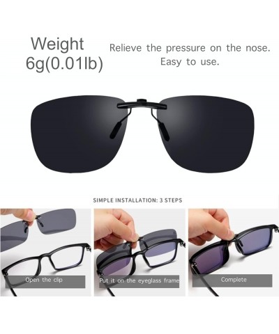 Clip On Sunglasses Polarized Clip On Sunglasses Over Prescription Glasses Non-Flip Up 2 Pairs Black 59*42 MM $7.94 Oval