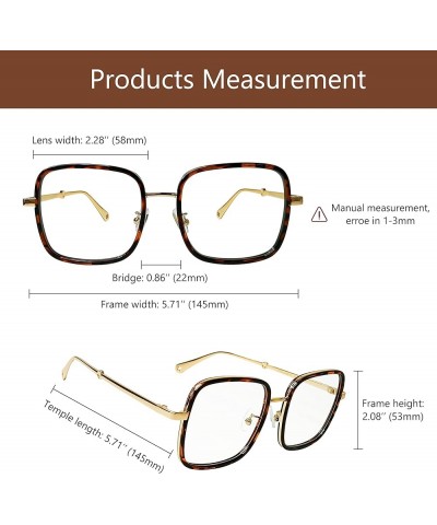 Women Fashion Oversized Square Frames Non-prescription Clear Glasses Classic Anti-glare Blue Light Blocking Reading Eyewear 0...