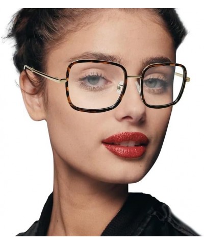 Women Fashion Oversized Square Frames Non-prescription Clear Glasses Classic Anti-glare Blue Light Blocking Reading Eyewear 0...