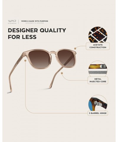 Polarized Retro Rectangular Mens Sunglasses Clear Brown Frame/Brown Lens $23.85 Rectangular