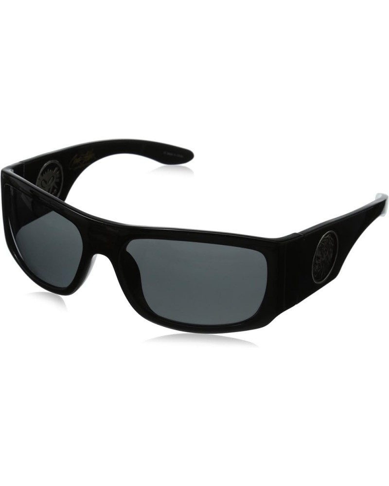 Christian Fletcher Racer Fly Wrap Sunglasses Shiny Black Grey $48.45 Designer