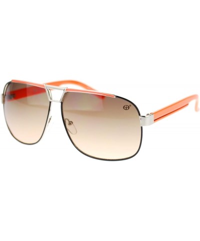 Designer Navigator Sunglasses Unisex Fashion Square Aviators Orange (Brown Smoke) $9.41 Aviator