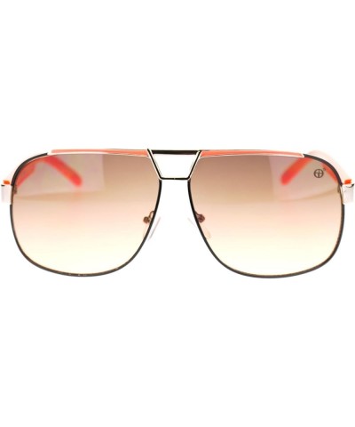 Designer Navigator Sunglasses Unisex Fashion Square Aviators Orange (Brown Smoke) $9.41 Aviator