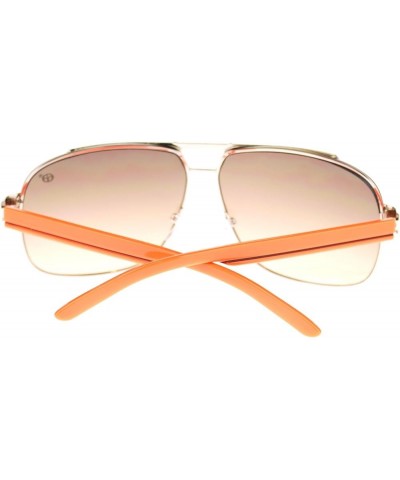 Designer Navigator Sunglasses Unisex Fashion Square Aviators Orange (Brown Smoke) $9.41 Aviator