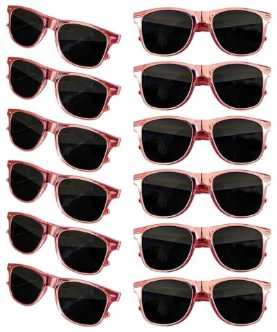 12 Pack Neon Colors Sunglasses Classic Retro Party Favors Sunglasses for Unisex Adult Metallic Rose Gold $16.23 Designer