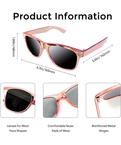 12 Pack Neon Colors Sunglasses Classic Retro Party Favors Sunglasses for Unisex Adult Metallic Rose Gold $16.23 Designer