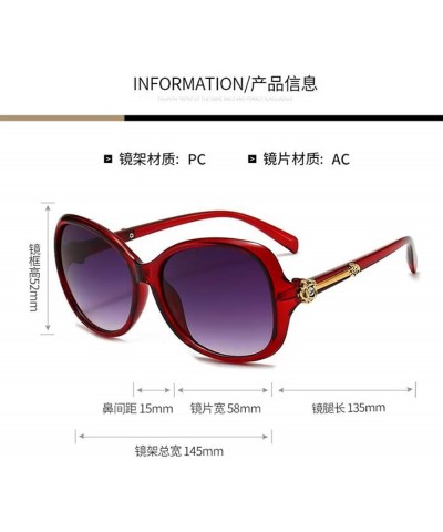 Large frame rose leg sunglasses women full frame fashion personality sunglasses oval sunglasses Red Frame Double Gray Flakes ...