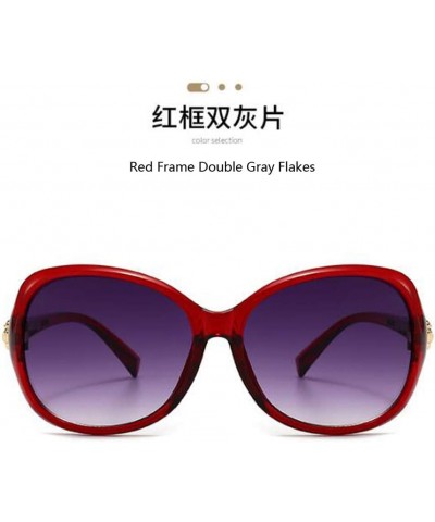 Large frame rose leg sunglasses women full frame fashion personality sunglasses oval sunglasses Red Frame Double Gray Flakes ...