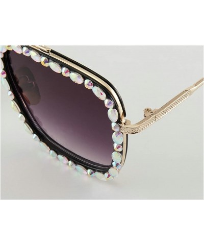 Retro Square Rhinestones Sunglasses for Men Women Bing Diamonds Goggle Classic Alloy Frame Female Crystal Party Eyewear Brown...