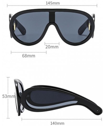 Fashion One Piece Large Frame Punk Sunglasses Men Women Wide Leg Outdoor Eye Protection Glasses UV400 Yellow $10.48 Oval