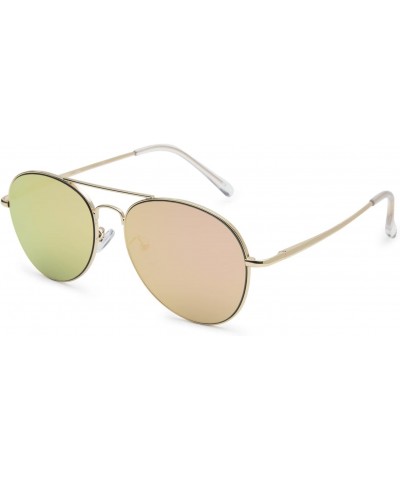 Classic Vintage Aviator Sunglasses UV Protection for Women Men Driving Sun Glasses with Metal Frame and Spring Hinges (Gold F...