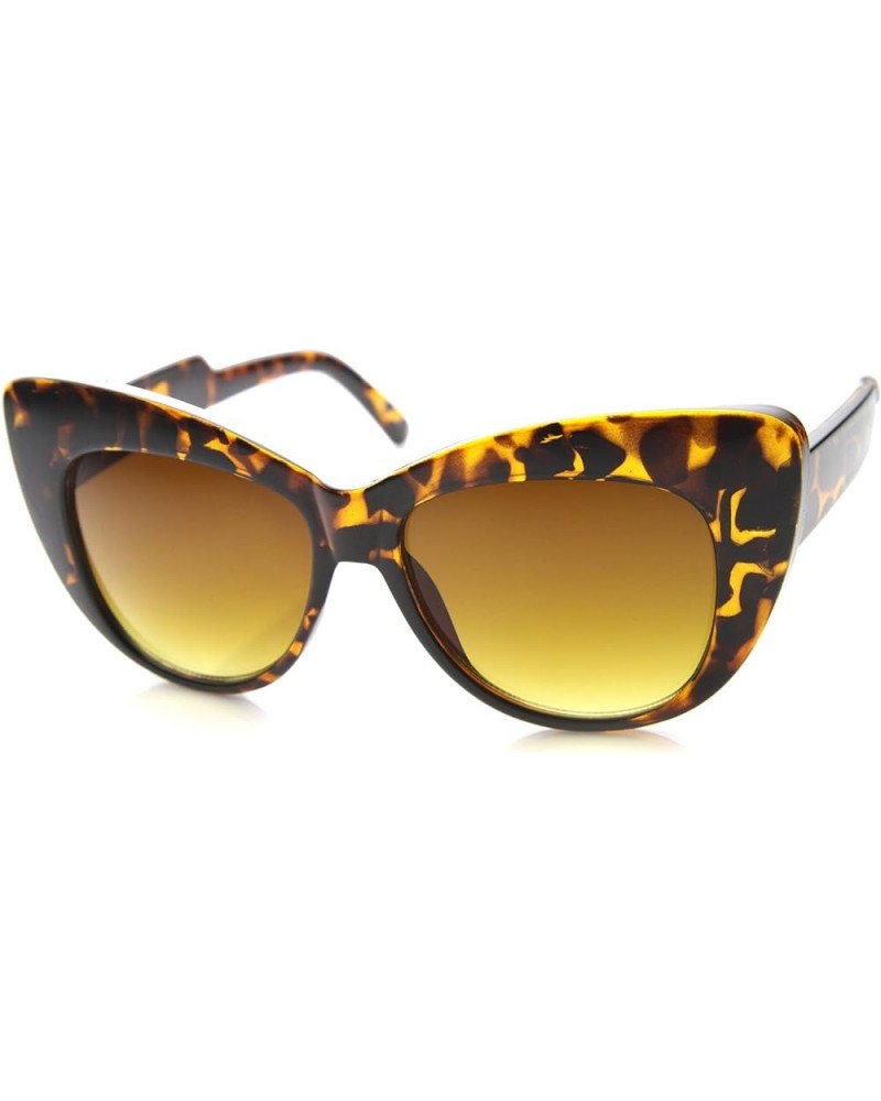 Women's Bold Oversize Frame Wide Temple Cat Eye Sunglasses 52mm Tortoise / Amber $10.31 Oversized