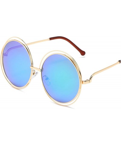 Round Oversized Sunglasses Women's Big Round Gradient Glasses Sunglasses Women's Metal Frame Cool Glasses (Color : As Shows, ...