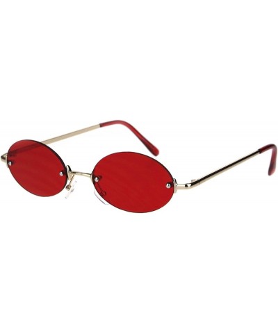 Rimless Oval Sunglasses Metal Frame Trendy Unisex Shades UV 400 Gold (Red) $9.41 Oval