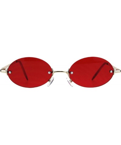 Rimless Oval Sunglasses Metal Frame Trendy Unisex Shades UV 400 Gold (Red) $9.41 Oval