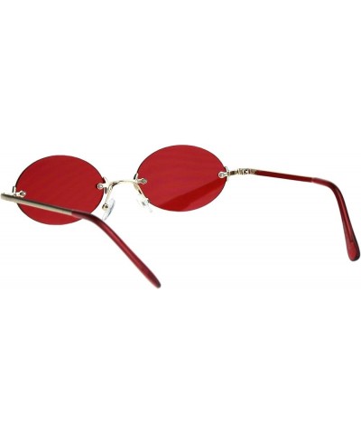 Rimless Oval Sunglasses Metal Frame Trendy Unisex Shades UV 400 Gold (Red) $9.41 Oval