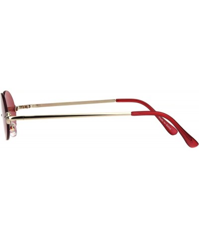 Rimless Oval Sunglasses Metal Frame Trendy Unisex Shades UV 400 Gold (Red) $9.41 Oval