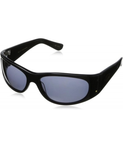 Fly No. 5 Wrap Sunglasses Shiny Black Smoke/Grey $44.83 Designer