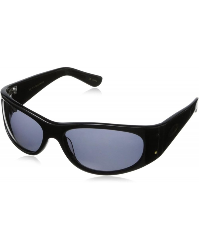 Fly No. 5 Wrap Sunglasses Shiny Black Smoke/Grey $44.83 Designer