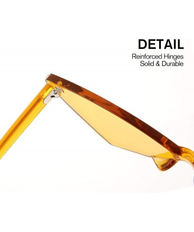 OLIN Triangle Thick Rimless Sunglasses One Piece Colored Transparent glasses For Women and Men Orange $6.78 Rimless