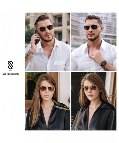 Classic Retro Rectangle Polarized Sunglasses Womens Mens Vintage UV400 Sunnies SJ1194 Black/Grey $9.17 Aviator