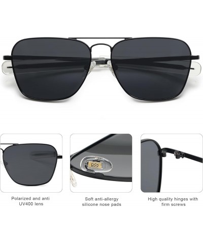 Classic Retro Rectangle Polarized Sunglasses Womens Mens Vintage UV400 Sunnies SJ1194 Black/Grey $9.17 Aviator