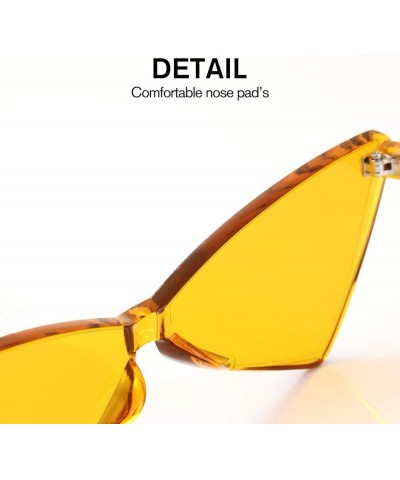 OLIN Triangle Thick Rimless Sunglasses One Piece Colored Transparent glasses For Women and Men Orange $6.78 Rimless