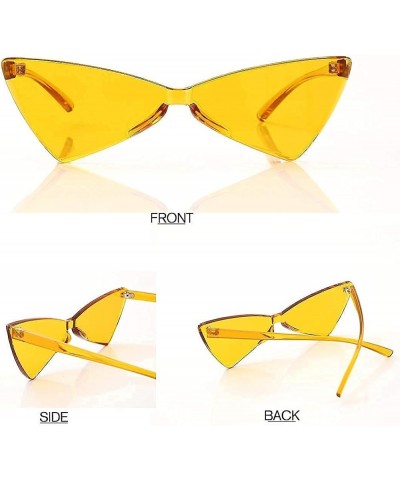 OLIN Triangle Thick Rimless Sunglasses One Piece Colored Transparent glasses For Women and Men Orange $6.78 Rimless