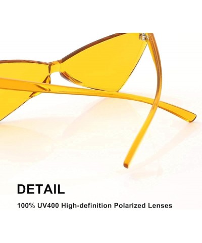 OLIN Triangle Thick Rimless Sunglasses One Piece Colored Transparent glasses For Women and Men Orange $6.78 Rimless