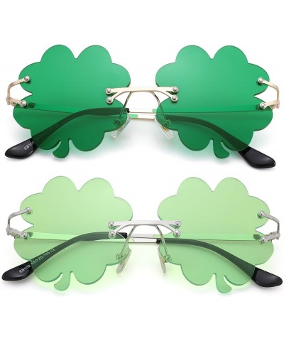 St. Patrick's Day Green Sunglasses Irish Shamrock Four Leaf Clover Green Lens Shades Costume Party Glasses(Shamrock Green + S...