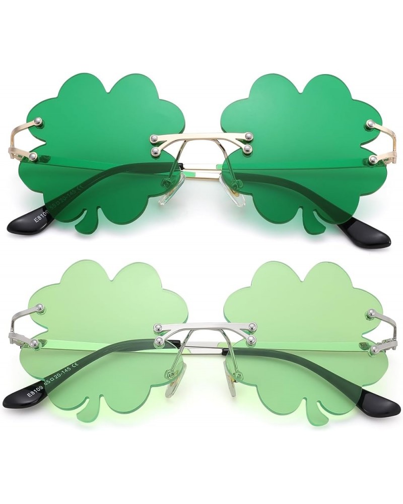 St. Patrick's Day Green Sunglasses Irish Shamrock Four Leaf Clover Green Lens Shades Costume Party Glasses(Shamrock Green + S...