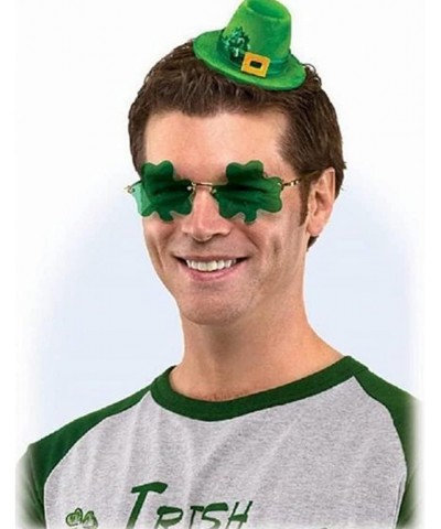 St. Patrick's Day Green Sunglasses Irish Shamrock Four Leaf Clover Green Lens Shades Costume Party Glasses(Shamrock Green + S...