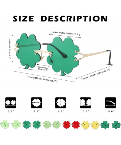 St. Patrick's Day Green Sunglasses Irish Shamrock Four Leaf Clover Green Lens Shades Costume Party Glasses(Shamrock Green + S...