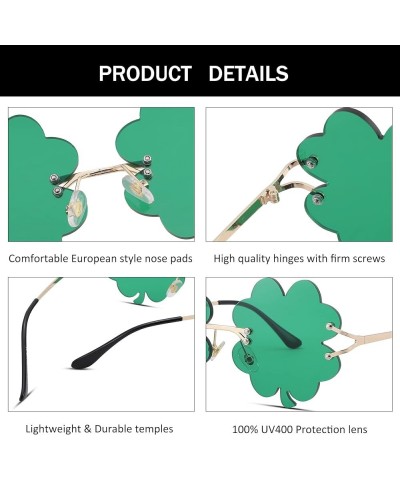 St. Patrick's Day Green Sunglasses Irish Shamrock Four Leaf Clover Green Lens Shades Costume Party Glasses(Shamrock Green + S...