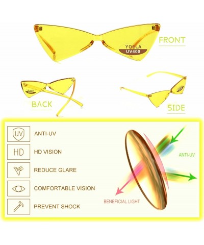 OLIN Triangle Thick Rimless Sunglasses One Piece Colored Transparent glasses For Women and Men Orange $6.78 Rimless